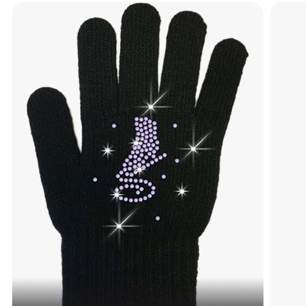 Chloe Noel Pink Princess and Skate Rhinestone Crystal Gloves